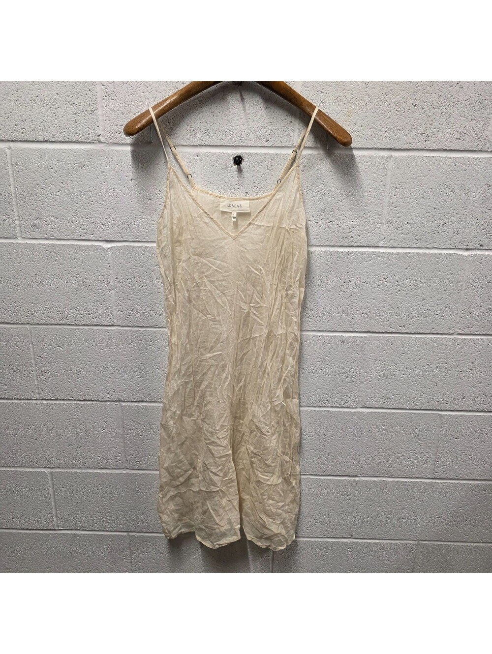 The Great. Tank  Chest T Shirt Midi Dress Size 1 Washed Ivory Comfort V Neck